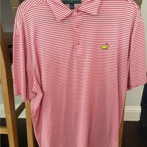 Peter Millar Masters Pink and White Striped Polo